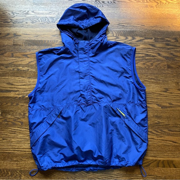 Vintage Polo Ralph Lauren Men's Vest nylon gorpcore XL blue hooded windbreaker - Picture 1 of 10